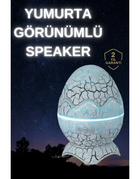 Dinozor Yumurtası Gece Masa Lambası Bluetooth Hoparlör 14 Renk Seçeneği