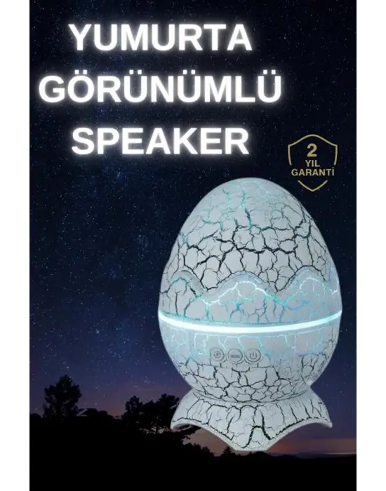 Dinozor Yumurtası Gece Masa Lambası Bluetooth Hoparlör 14 Renk Seçeneği