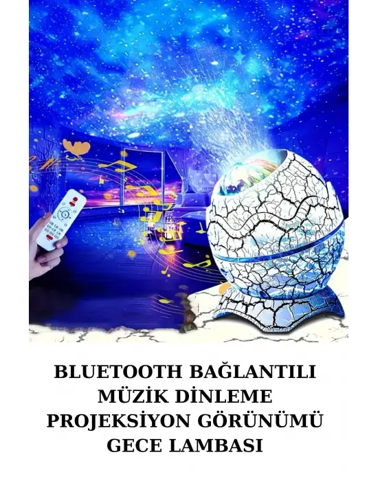Dinozor Yumurtası Gece Masa Lambası Bluetooth Hoparlör 14 Renk Seçeneği