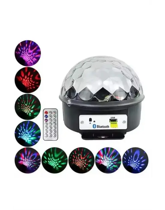 Disko Topu Renkli Işıklı Lazer Parti Bluetooth Bağlantılı Led Küre