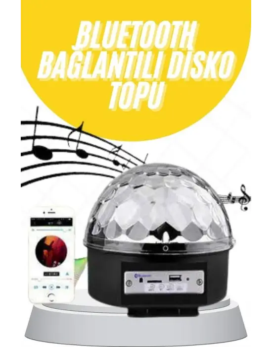 Disko Topu Renkli Işıklı Lazer Parti Bluetooth Bağlantılı Led Küre