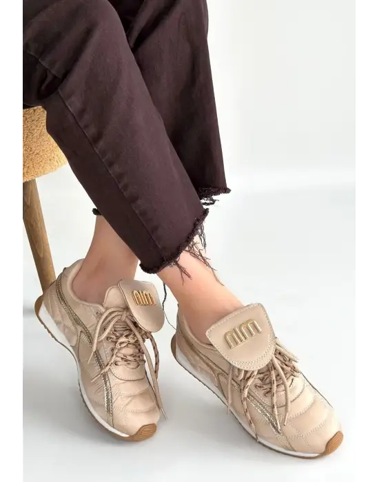 Dissa Bej Cilt Bağcıklı Paraşüt Detaylı Spor Ayakkabı