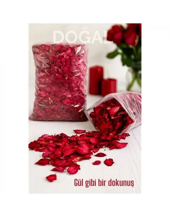 Doğal Kurutulmuş Gül Yaprakları – Dekoratif, Aromatik ve Romantik Kullanım İçin 350g Paket