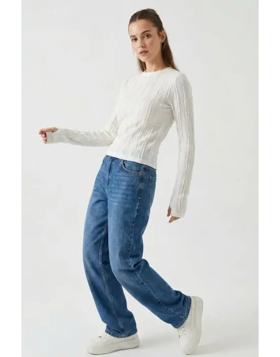 Göz Alıcı Dokulu Örme Bluz