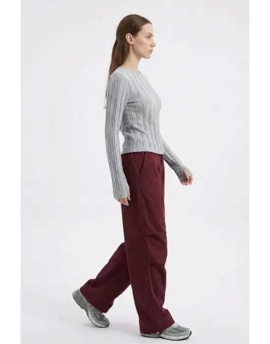 Dokulu Örme Bluz 980 - Gri