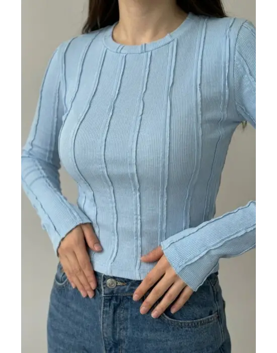Minimal Örme Bluz Mavi