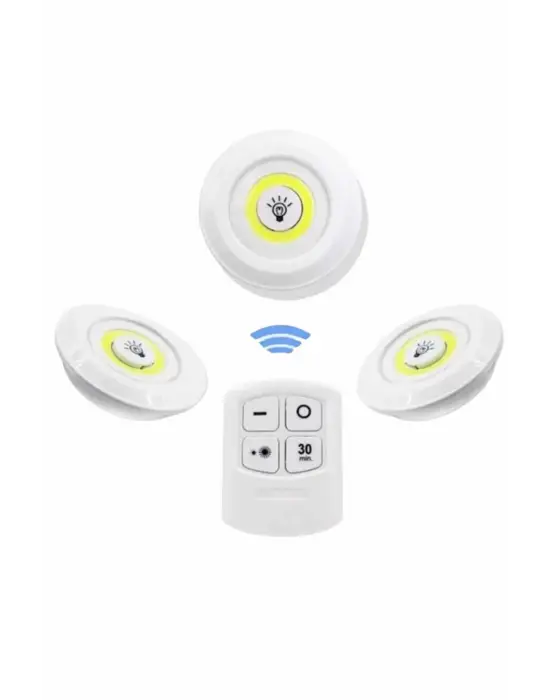 Dolap Işığı Mutfak Rafı Işığı Uzaktan Kumandalı 3 Lü Spot Led Lamba