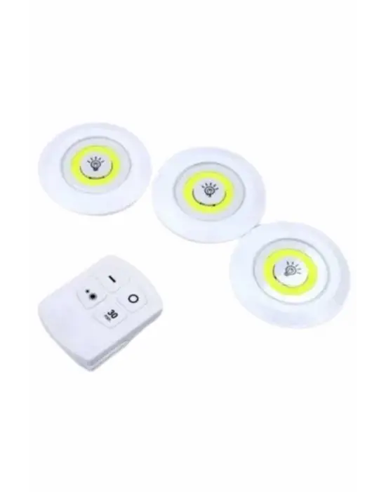 Dolap Işığı Mutfak Rafı Işığı Uzaktan Kumandalı 3 Lü Spot Led Lamba