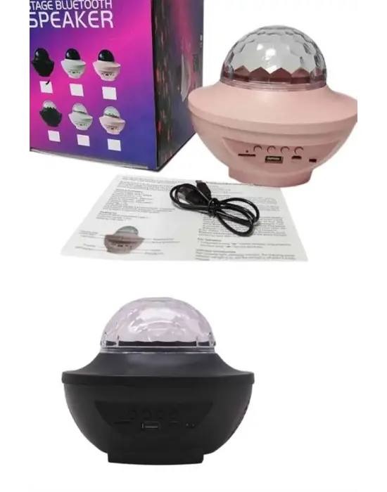 Dönen Işıklı Disko Topu Projektör Müzik Çalarlı Disco Speaker