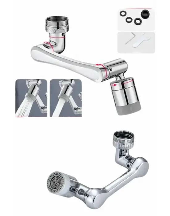 Dönen Musluk Başlığı 1080 Derece Ayarlanabilir Filtreli Sprey Uç