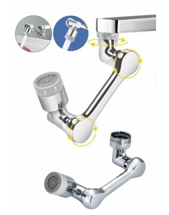 Dönen Musluk Başlığı 1080 Derece Ayarlanabilir Filtreli Sprey Uç