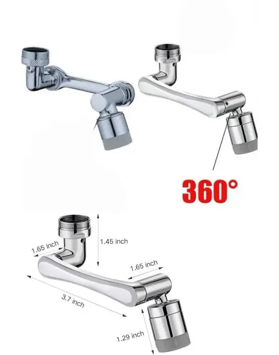 Dönen Musluk Başlığı 1080 Derece Ayarlanabilir Filtreli Sprey Uç