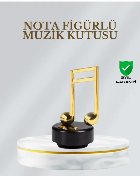 Dönen Nota Figürlü Müzik Box Işıltılı Dekoratif Tasarım