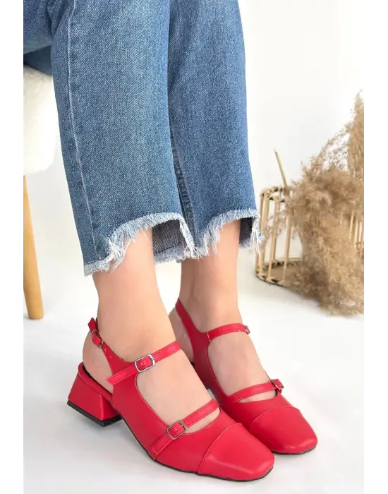 Doran Kırmızı Cilt Topuklu Ayakkabı