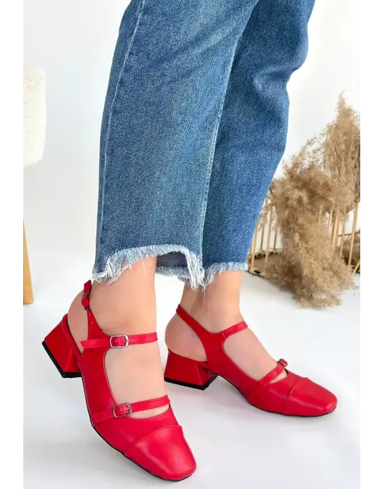 Doran Kırmızı Cilt Topuklu Ayakkabı