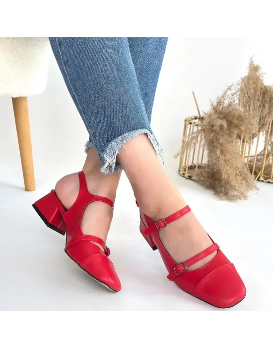 Kırmızı Cilt Topuklu Ayakkabı