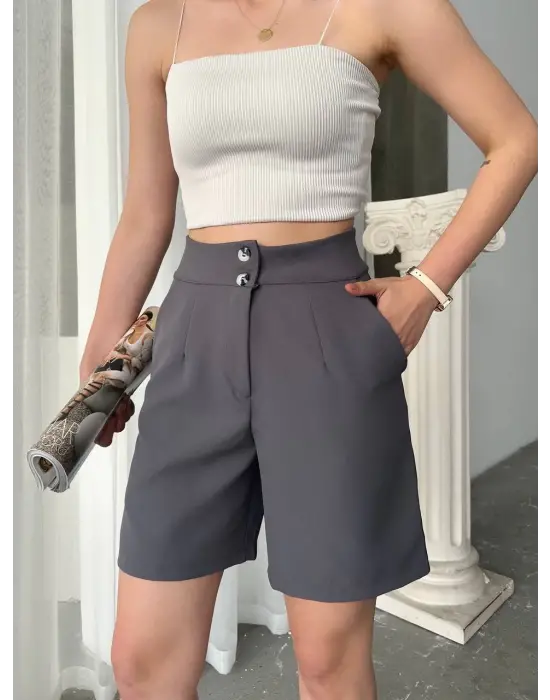 Omarı Hafif ve Rahat Çift Düğmeli Yaz Şortu
