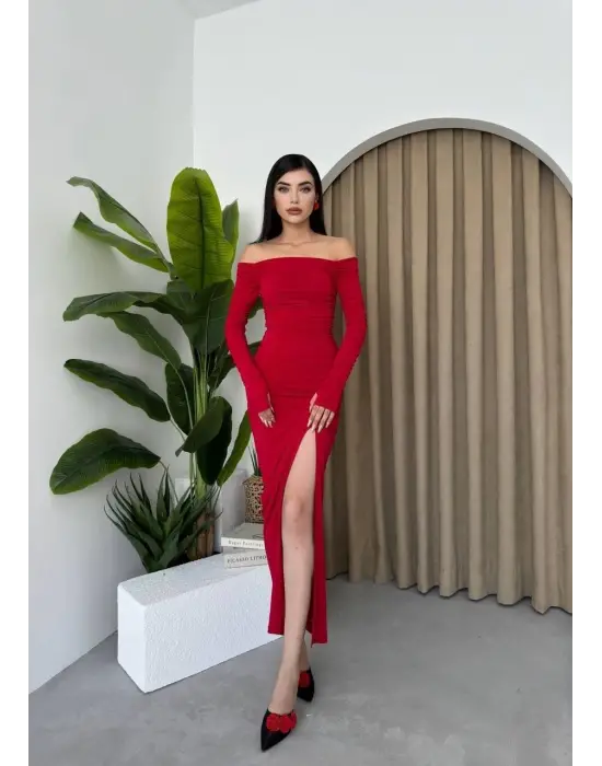 Omarı Drapeli Tasarım Elbise - gl00my