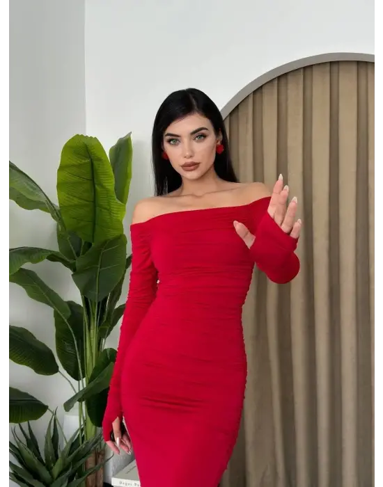 Omarı Drapeli Tasarım Elbise - gl00my