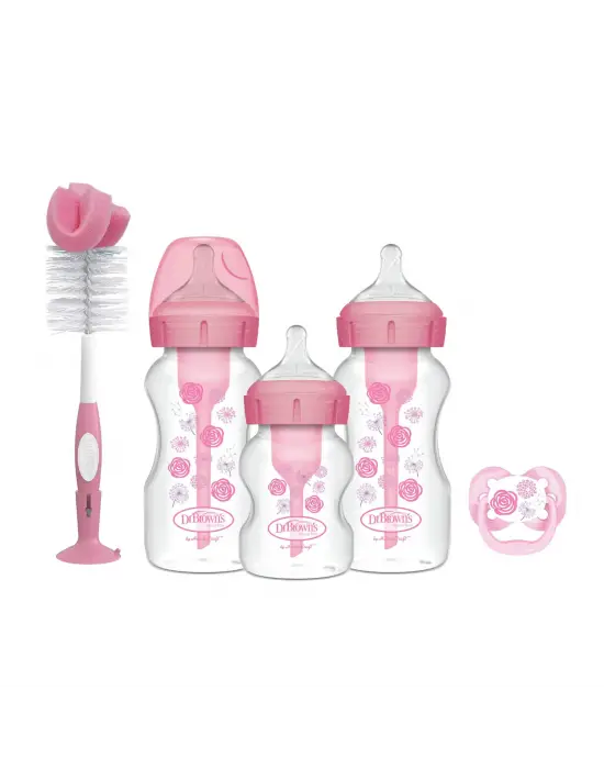 Dr.Browns Geniş Ağız Anti Kolik Options+ PP Biberon Hediye Seti Pembe