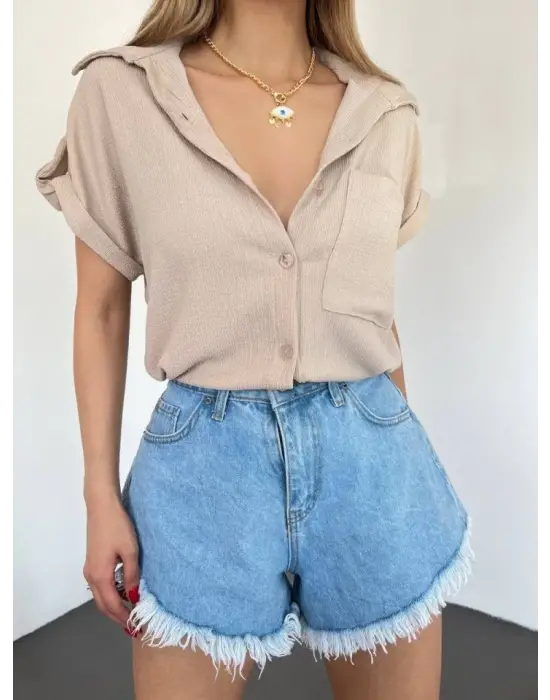 Omarı Şık ve Şık Duble Kol Bürümcük Gömlek