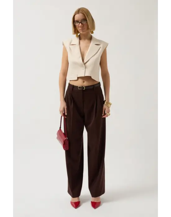 Düğme Detay Cepli Yelek