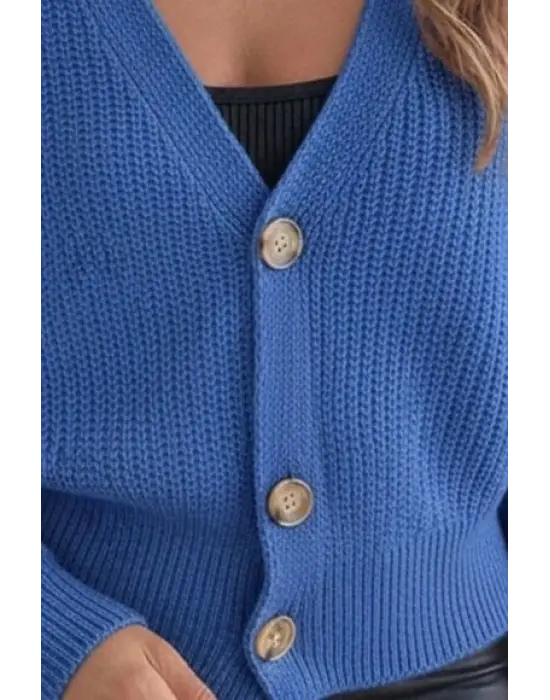 Düğme Detay Triko Bluz