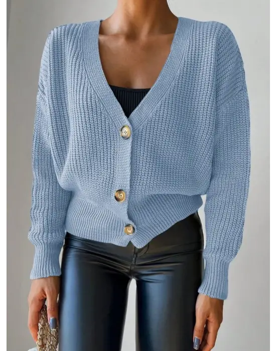 Düğme Detaylı Triko Bluz