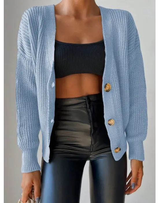 Düğme Detaylı Triko Bluz