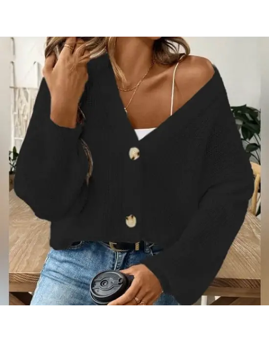 Düğme Detay Triko Bluz