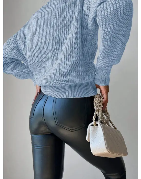 Düğme Detay Triko Bluz