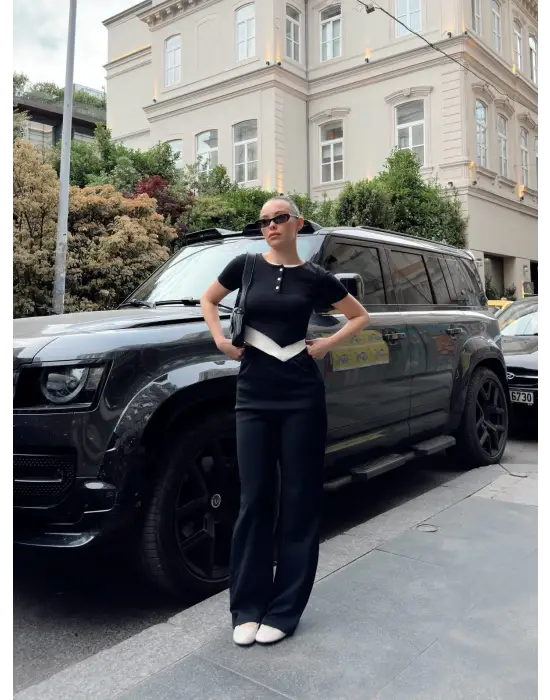 Omarı Trendsetter Siyah Düğme Yakalı Alt Üst Takım