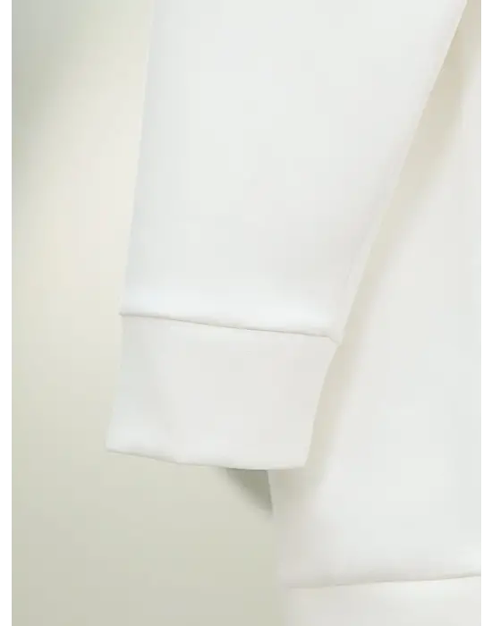 Düğmeli Biyeli   Hırka -Beyaz