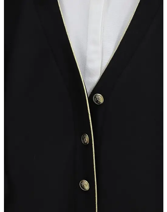 Omarı Siyah Biyeli Düğmeli Hırka Modası