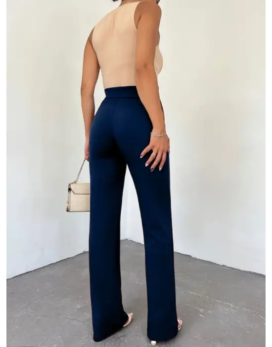 Düğmeli Likralı Pantolon  -Laci