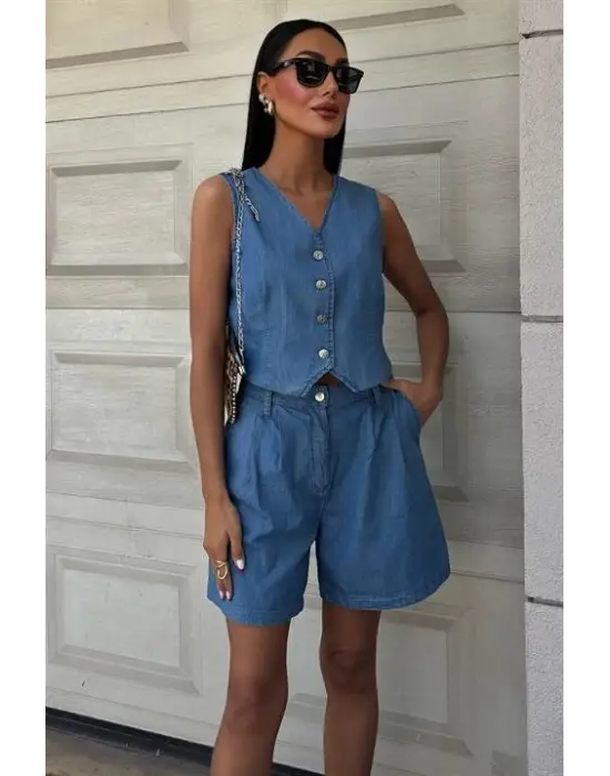 Omarı Modern Düğmeli Tensel Takım