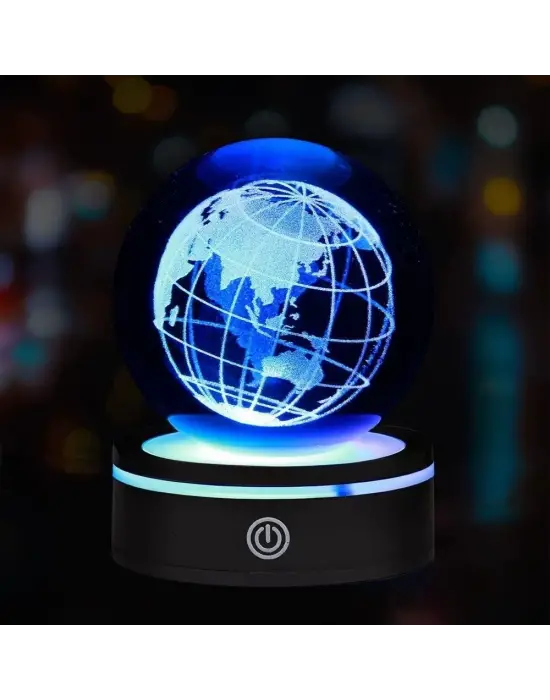 Dünya Tasarımlı Usb&039li Dönen Cam Küre