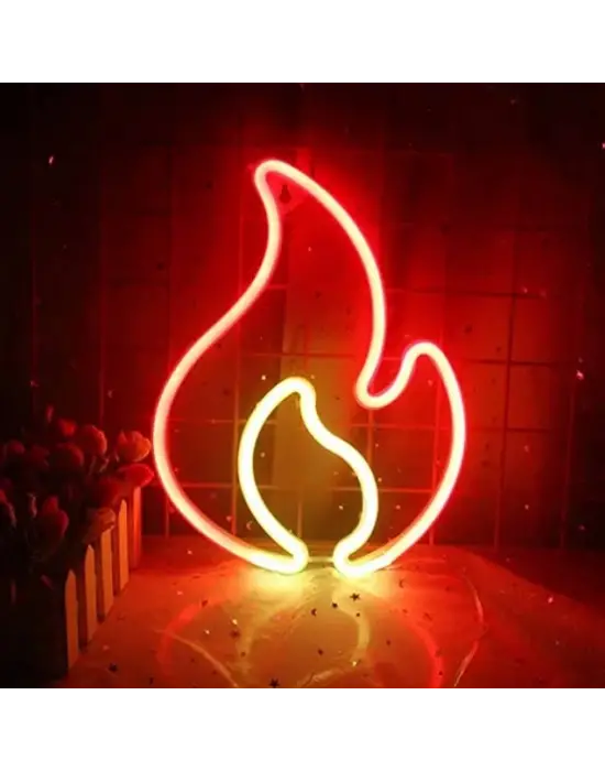 Duvara Asmalı Neon Alev Led