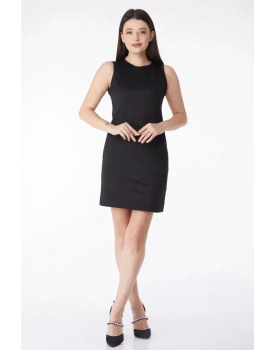 Omarı Siyah Mini Elbise