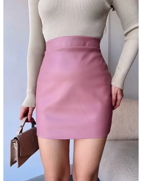 Düz deri etek pudra h24468