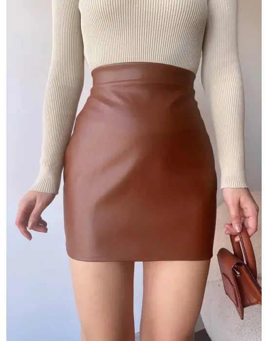 Düz deri etek taba h24468