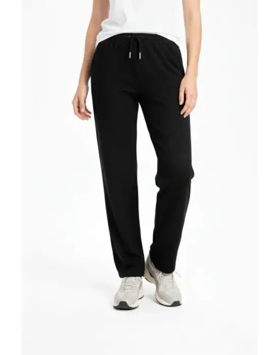 Düz Paça Beli Lastikli İpli Günlük Spor Eşofman Altı Rahat Fit - Siyah