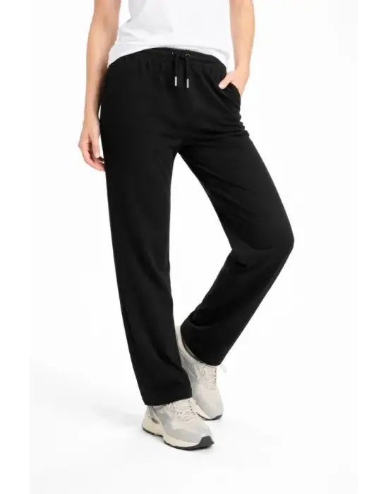 Düz Paça Beli Lastikli İpli Günlük Spor Eşofman Altı Rahat Fit - Siyah