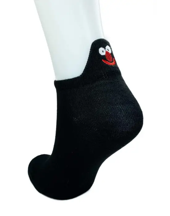 Omarı Eğlenceli Emoji Desenli Kadın Pamuklu Bilek Çorapları