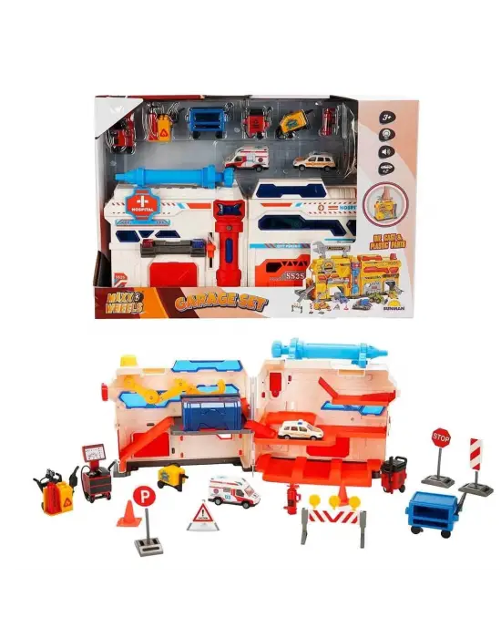 Omarı Maxx Wheels Sesli ve Işıklı Garaj Seti - İnşaat Garajı