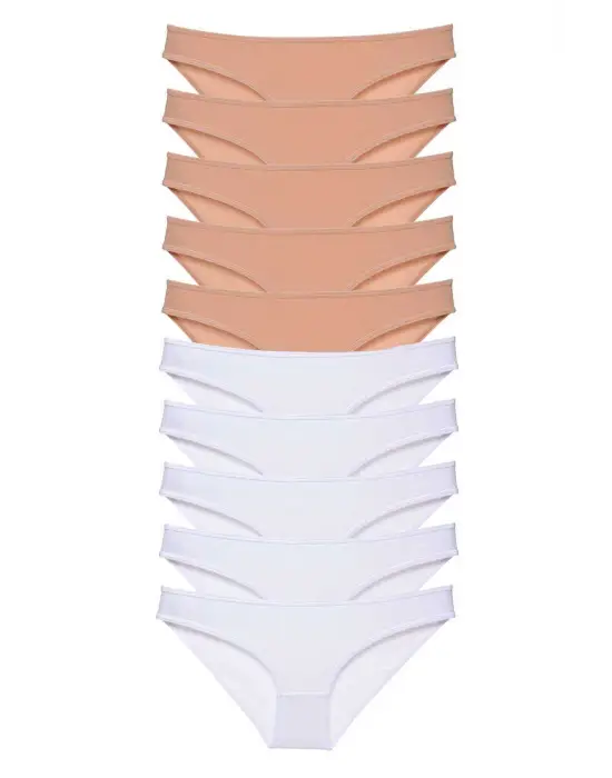 Omarı Süper Eko Ten Beyaz Kadın Slip Külot Seti