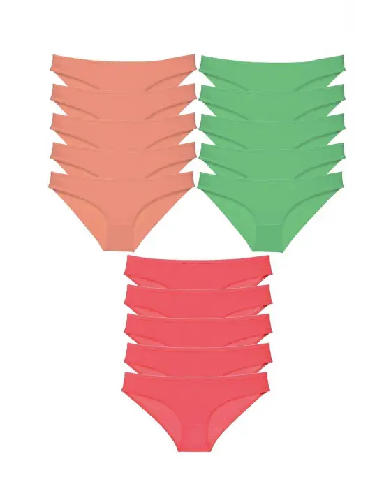 Omarı Yumuşak ve Rahat 15 Adet Kadın Slip Külot Seti