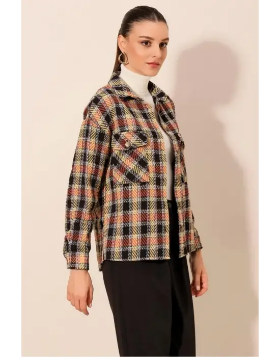 Ekose Desen Oversize Oduncu Gömlek 3854 - B. Kiremit