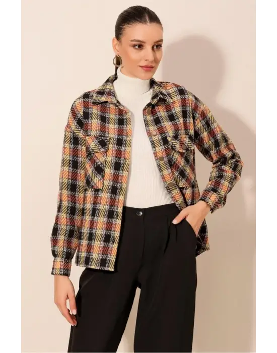 Ekose Desen Oversize Oduncu Gömlek 3854 - B. Kiremit