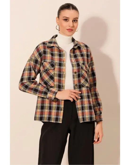 Gösterişli Ekose Oversize Gömlek